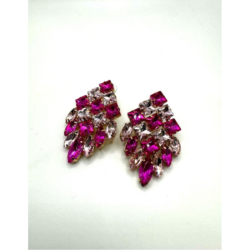 Σκουλαρίκια με φούξια-ασημί πέτρες 