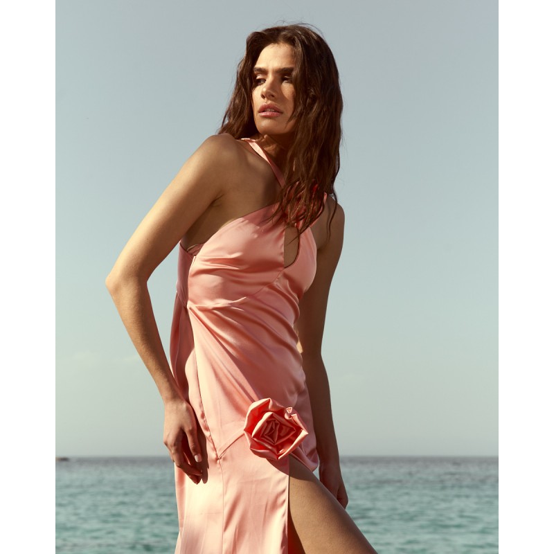 Jayleen Satin Dress – Peach by Iraida Etherealstyle