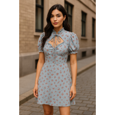 Blue Floral Cut-Out Dress – Sweet Bloom