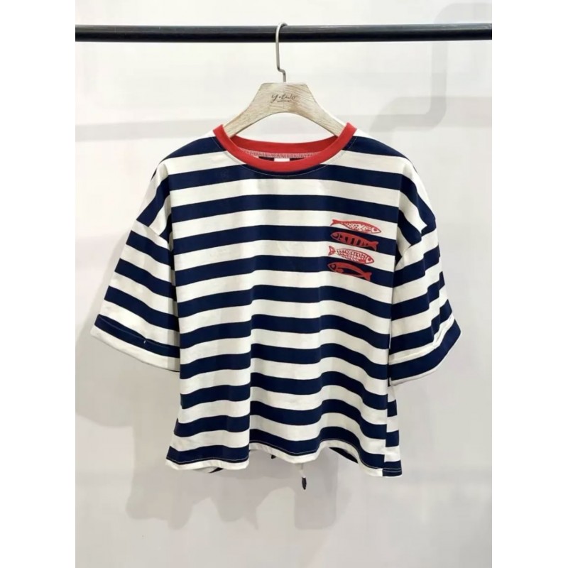 Marinière Ριγέ  Μπλούζα με Δέσιμο Πίσω Navy & White