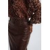 "Nadia" Leather Maxi Skirt Brown By Iraida Etherealstyle