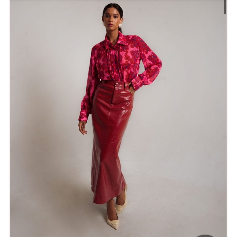 "Nadia" Leather Maxi Skirt By Iraida Etherealstyle