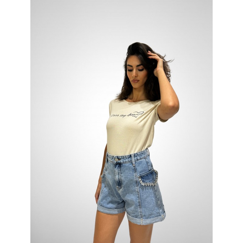 Τ-shirt basic με στρογγυλή λαιμόκοψη